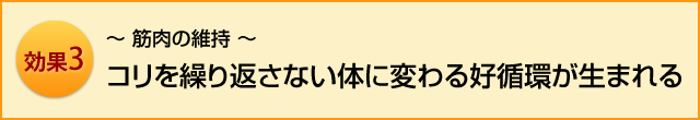 筋肉の維持,コリを繰り返さない身体に変わる好循環が産まれる